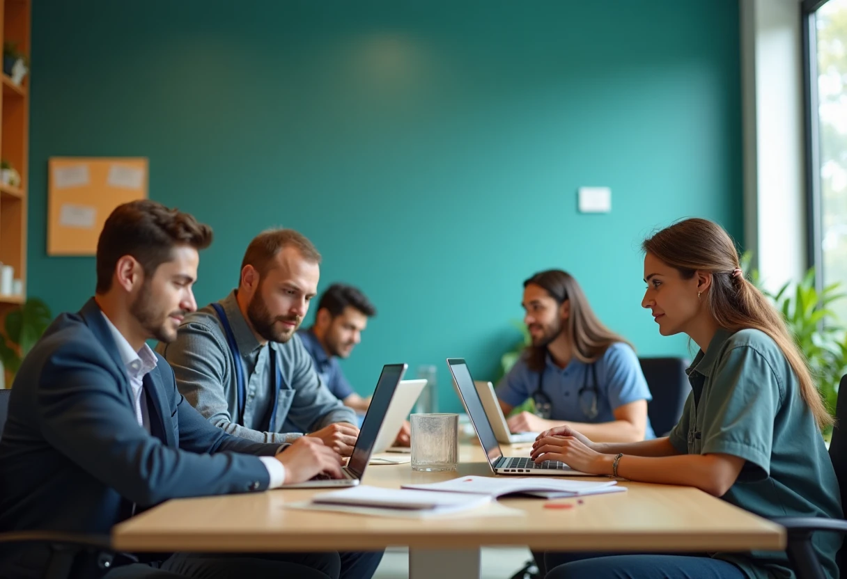 Equipe de atendimento ao cliente no escritório