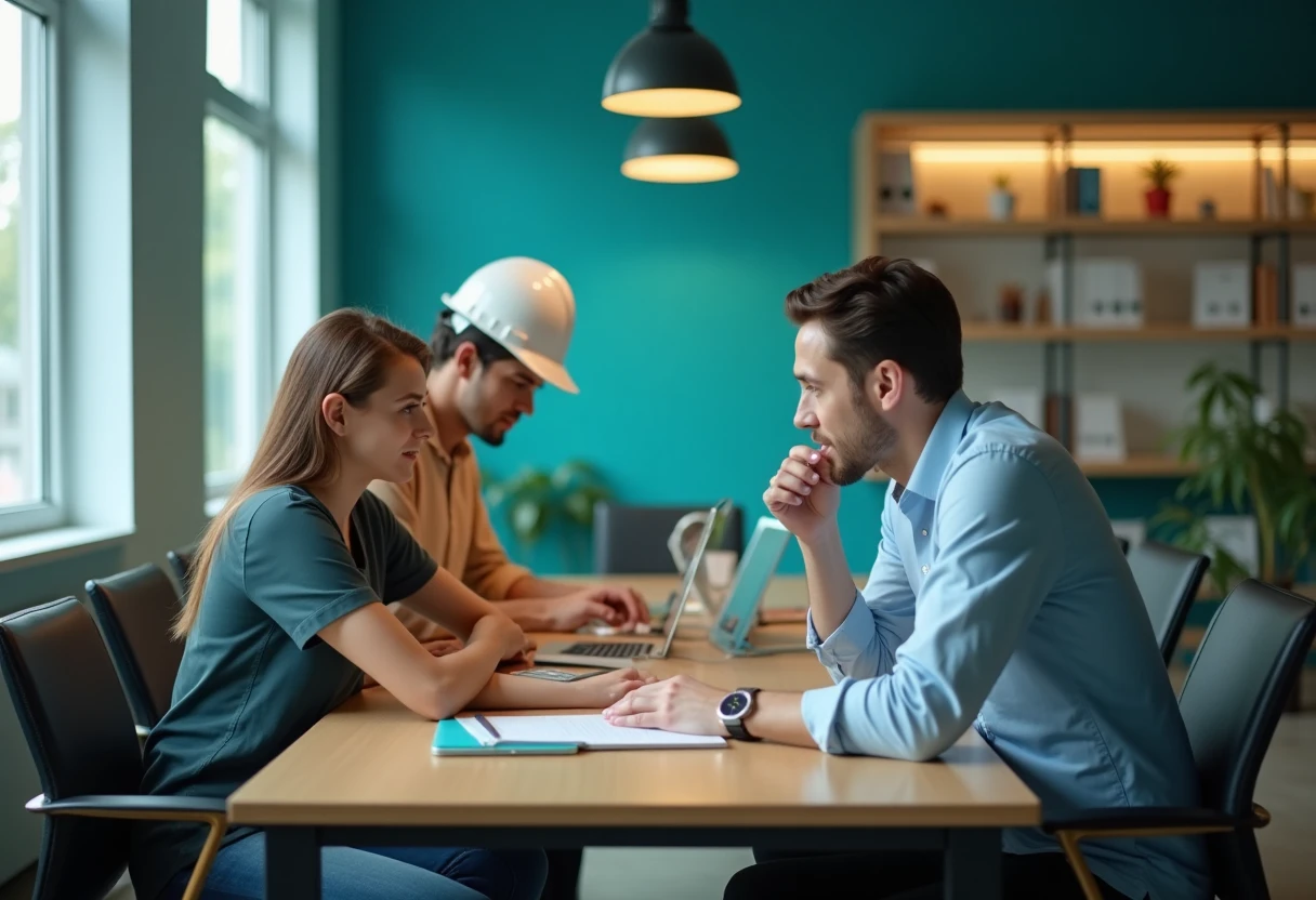 Professionnels collaborant dans un bureau moderne