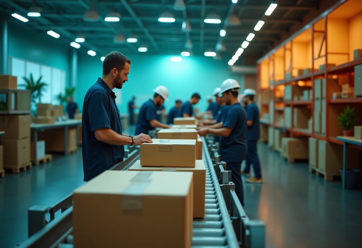 Warehouse sorting scene